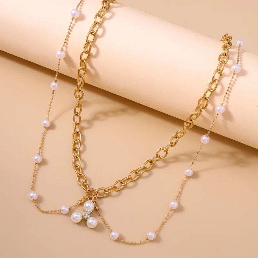 NEW Gold and White Pearl Elegant Waist Chain Belt Layered Belly Chain - Picture 4 of 7